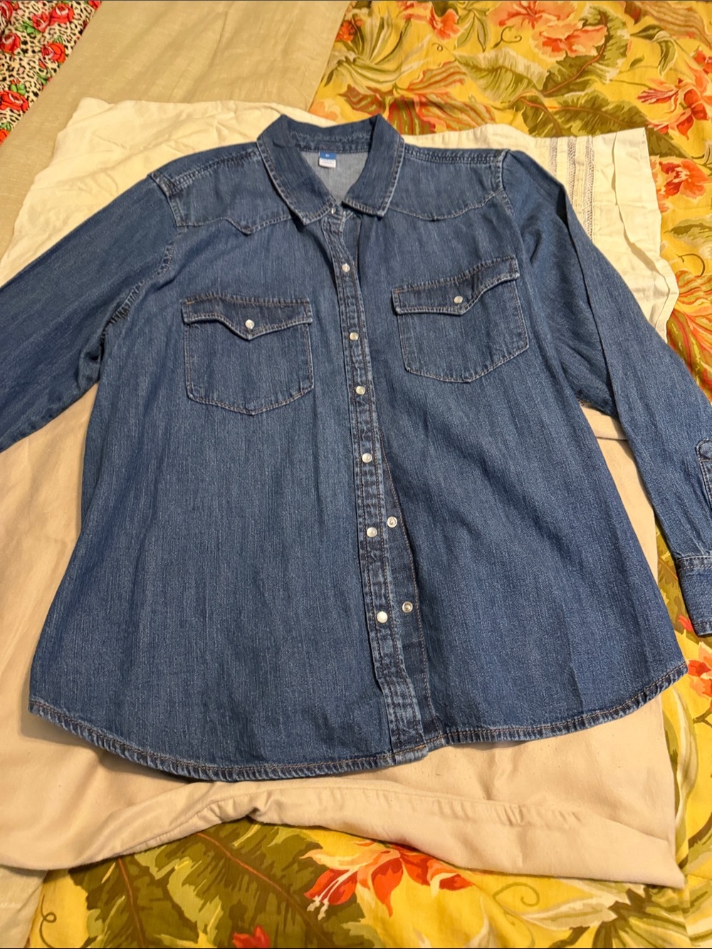 Old Navy Blue Denim Button-Down Shirt
